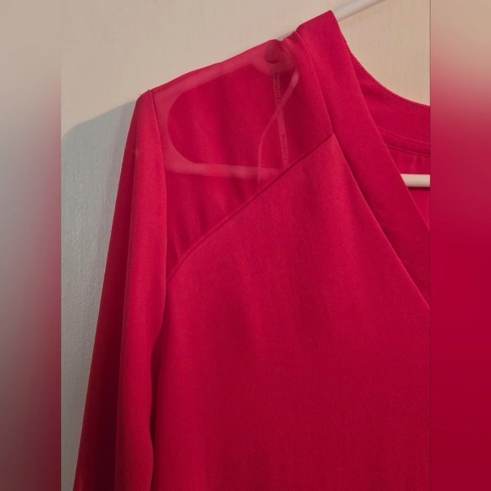 NWOT | Bellatrix | Women's V-Neck Blouse with Sheer Details | Color: Pink | S - Picture 4 of 9